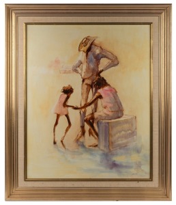 BETTE&nbsp;HAYES (1922 - 2004), Facing Father, oil on board, signed lower right, titled verso, 75 x 81cm; framed&nbsp;95 x 80cm.