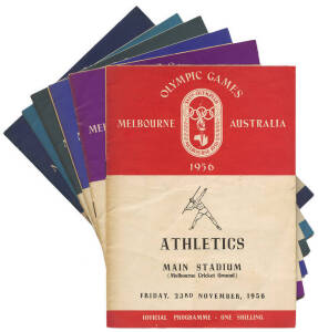 1956 Olympics Athletics programmes (12) & "Your Guide to the Olympic Games, Melbourne Australia, 22 Nov.- 8 Dec.1956". Fair/Good condition.