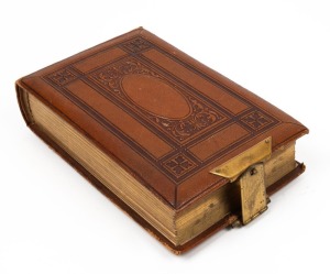 An antique 19th century photo album which has been repurposed in the 1920s and filled with albumen prints which appear to have a focus on Monbulk in Victoria, circa 1920s.