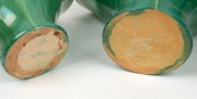 REMUED&nbsp;graduated set of five green glazed basket vases, ranging in size from 9cm to 26cm high. - 3