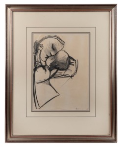 CHARLES BLACKMAN (1928-2018), (mother and child), charcoal on paper, signed lower right "Blackman", 38 x 28cm, 68 x 55cm overall