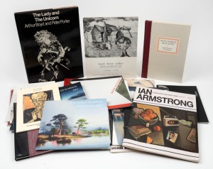 Art books and assorted catalogues, including a limited edition "The Lady And The Unicorn" signed by ARTHUR BOYD and PETER PORTER (1975), "Untold Lives" by Rosemary & Mike Dobson, signed L/E 220 of 240, (1992); "Dear Charles Dear Janet - Frame & Brasch in 