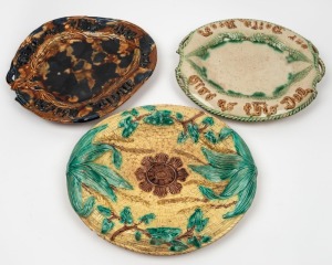 Three antique pottery bread platters in well worn pre-loved condition with numerous losses and damage, 19th/20th century, the largest 34cm wide