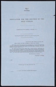 CHINESE ON THE VICTORIAN GOLDFIELDS: 1857-60 group of five Victorian Government "blue papers" concerning the presence, treatment and living conditions of the Chinese: