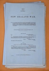VICTORIAN GOVERNMENT "BLUE PAPERS" and several others, with subjects including "Police Force" (March 1854), "WAR WITH RUSSIA" (Apr.1856), "Transportation" (Aug.1856), "Melbourne and Hobson's Bay Railway" (April 1857), "Immigration" (July 1857), "Report on