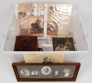 HUON - MITCHELL, HUME - KENNEDY, PEARCE - HOWE, COTTER and HAMMOND and related families: A substantial and unorganized archive of documents, letters, photographs, diaries, notes, scraps and publications contained in a large plastic tub. A research project