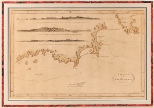 ALEXANDER HOGG, Chart of Van Diemen's Land, [London, circa 1784), engraved by T. Bowen for "A New Accurate...and Complete History of a Voyage Round the World...", attractively hand-coloured, image 22.5 x 34cm.
