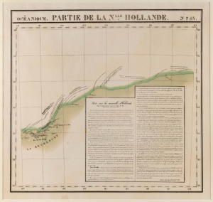 PART OF THE WESTERN AUSTRALIAN COAST: "Oc&eacute;anique. Partie de la N'lle. Holland No.53", a hand-coloured&nbsp;lithographic chart published in 1827 by Philippe Vandermaelen in his atlas - the first atlas printed using lithography, and also the first to be printed 