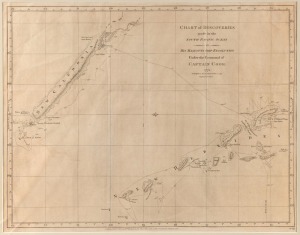 James COOK (1728 - 1779), "Chart of Discoveries made in the South Pacific Ocean in His Majesty&rsquo;s Ship Resolution Under the Command of Captain Cook. 1774", copper engraving, published by William Strahan, Feb.1st, 1777, from Cooks "A Voyage Towards the Sout