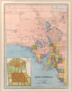 "South Australia" and "Northern Territory of South Australia" coloured engraved maps from Garran's "The Picturesque Atlas of Australasia" (1886); individually mounted, image size 37 x 28cm each. (2).