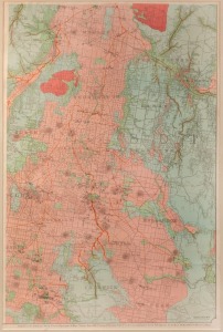 A large-scale geological survey map for the Victorian Department of Mines, 1904, covering an area from Creswick in the South to Carisbrook in the North, lithographed in colours, overall 87 x 56cm.