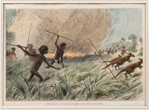[ABORIGINAL INTEREST] A collection of early lithographic plates and engravings, some hand coloured, all depicting Aboriginal people, ceremonies, interactions with Europeans, dwellings and encampments. Various sizes; mixed condition; some mounted. (50+ ite