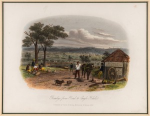 S. T. GILL: Four c. 1857&nbsp;hand-coloured steel engravings, the largest 35.5 x 31.5cm overall, with titles such as 'Bendigo from Road to Eagle Hawk' and 'Forest Creek from Road to Castlemaine'. (4 items)