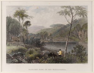 S. Prout&nbsp;c. 1873 hand-coloured steel engraving 'Fairlight Gren on the Warragamba', 41.5 x 37.5cm overall, together with S. Prout c. 1873 hand-coloured steel engraving 'View from Top of Grose Head', 41.5 x 37cm overall, plus two others. (4 items)