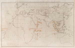 Sir John BARROW, "A General Chart, on Mercator's Projection, to Shew the Track of the Lion and Hindostan from England to the Gulph of Pekin in China...", Engraved by B. Baker and published by George Nicol, London 1796, sheet size 63 x 98cm.