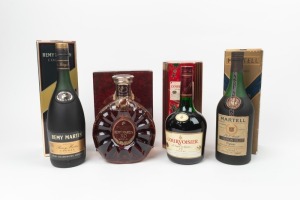 COGNAC: Collection comprising of Martell&nbsp;"Cordon Bleu", Remy Martin "XO Special", Remy Martin "V.S.O.P." and Courvoisier, (4 bottles)