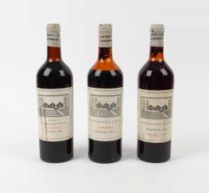 WYNNS Coonawarra Estate, Cabernet, 1962 vintage;&nbsp;together with Hermitage 1962 and 1964 vintages, (3 bottles)