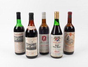 AUSTRALIAN REDS: Comprising of Chateau Tahbilk, Cabernet, 1969 vintage; Magill Shiraz Mataro, 1959 vintage; Lindemans Nyrang Hermitage, 1967 vintage;&nbsp;Lindemans Private Bin, 1957 vintage and&nbsp;Amery Cabernet Shiraz, 1969 vintage. (5 bottles total).