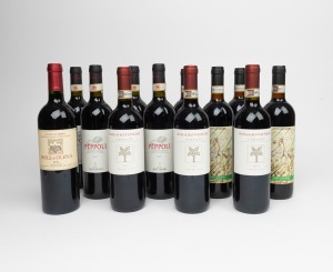 CHIANTI: Peppoli, 2011 vintage, 4 bottles; Castello Romitorio, 1993 vintage, 4 bottles; Isole e Olena, 2011 vintage, 1 bottle and Poggiotondo, 2012 vintage, 3 bottles, (12 bottles total)