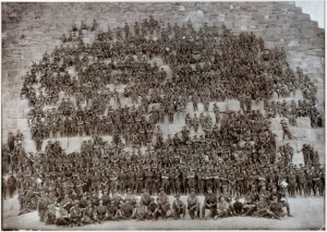 The 11th BATTALION AT CHEOPS, framed facsimile photographic print, 77 x 108cm overall