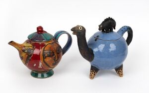 366 · Two Australian studio pottery teapots, one example signed "A. C., 2001", the larger 21cm high