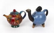 Two Australian studio pottery teapots, one example signed "A. C., 2001", the larger 21cm high