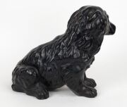 BENDIGO pottery spaniel statue with black finish, 35cm high, 44cm long - 2