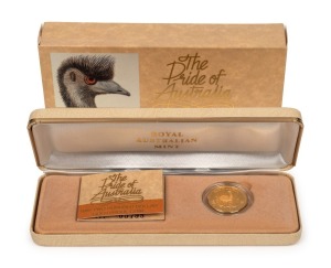 TWO HUNDRED DOLLARS, 1991 $200 gold Emu, Proof; in original box of issue.