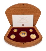 THE AUSTRALIAN NUGGET 2004 PROOF SET OF FIVE COINS featuring the $100 (1oz) "Eureka Stockade", plus $50, $25, $15 and $5 Kangaroos, all attractively presented in the original timber case of issue accompanied by the Certificate of Authenticity which identi