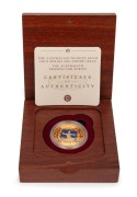 The Australian Nugget 2004 Gold Coin Proof&nbsp;$100 (1oz) "Eureka Stockade", in original jarrah box and packaging, together with the Certificate of Authenticity identifying the coin as No.122 of 1,500 produced.