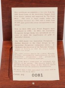 The Australian Nugget 2005 Gold Coin Proof&nbsp;$100 (1oz) "Welcome Stranger", in original jarrah box and packaging, together with Certificate of Authenticity identifying the coin as No.81 of 1,500 produced. - 2