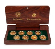 SYDNEY&nbsp;2000 $100 GOLD PROOF COIN COLLECTION, comprising of eight different designs, presented in the original jarrah timber case, and accompanied by 8 Certificates of Authenticity identifying the coins as set No.06407 together with the original Certificat