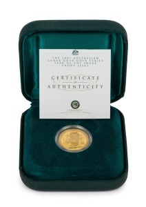 2001 YEAR OF THE SNAKE: AUSTRALIAN LUNAR GOLD BULLION COIN PROOF $25 (1/4oz) in the original silk-lined case of issue and accompanied by a Certificate of Authenticity indicating that this is coin No.3203.