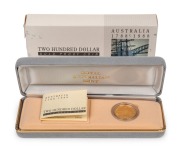 TWO HUNDRED DOLLARS, 1989 $200 gold First Fleet, Proof; in original box of issue.