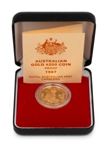 TWO HUNDRED DOLLARS, 1987 $200 gold Arthur Phillip, Proof; in original box of issue.