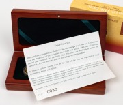 2006 YEAR OF THE DOG: AUSTRALIAN LUNAR GOLD BULLION COIN PROOF SERIES of three coins, comprising of the $100 (1oz), the $25 and the $15, all depicting a Chow Chow; in the original felt-lined timber case of issue and accompanied by a Certificate of Authent - 2