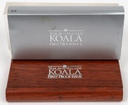 1988 $50 Koala Platinum Proof, No. 5806 of 12,000, in Australian jarrah timber case of issue. - 2