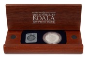 1989 $50 Koala Platinum Proof, No. 4026 of 2,992, in Australian jarrah timber case of issue.