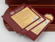 THE ROYAL AUSTRALIAN MINT RARE BIRD PROOF COIN COLLECTION comprising of the 2004 $200 Cassowary, the 2005 $200 Malleefowl and the 2006 $200 Red-tailed Black Cockatoo, beautifully presented in the original jarrah velvet-lined case and accompanied by indivi - 2