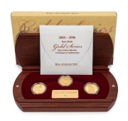 THE ROYAL AUSTRALIAN MINT RARE BIRD PROOF COIN COLLECTION comprising of the 2004 $150 Cassowary, the 2005 $150 Malleefowl and the 2006 $150 Red-tailed Black Cockatoo, beautifully presented in the original jarrah velvet-lined case and accompanied by indivi