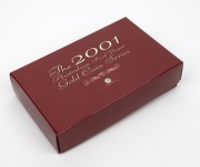 THE AUSTRALIAN NUGGET 2001 PROOF SET OF FIVE COINS featuring the $100 (1oz) "Gold Rush, Prospector panning", plus $50, $25, $15 and $5 Kangaroos, all attractively presented in the original timber case of issue accompanied by a plaque which identifies this - 2