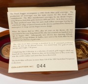 2002 AUSTRALIAN PROSPECTOR COLLECTION from The Perth Mint: comprising of the $100 (1oz) Dry Blowing Prospector pure gold coin, an uncirculated 1902P Sovereign,&nbsp;and several loose Gold Nuggets weighing 7.91&nbsp;grams. All presented in an oval-shaped timber case - 2