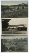 Postcards: VICTORIA - DANDENONGS: A collection of photographic postcards featuring Belgrave Railway Store and staff, Gembrook train in motion, Beaconsfield vineyards,&nbsp;Sassafras fallen tree house, Main Street Lilydale, Busy Corner Mt. Dandenong, Homestead - 3