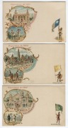 Postcards: EXHIBITIONS - 1900 PARIS: A beautiful group of postcards, featuring views of boats on the Seine, the Trocadero, the&nbsp;ornate Porte Monumentale and Grand Palais buildings, as well as a series of individual cards with illustrations of various forei - 2