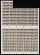 1956 (SG.230c) No wmk 9d Platypus, large part complete sheet with intact central gutter and perf.pip in left margin, (146) MUH. Cat.&pound;2,628. [BW:207 - $4,380].