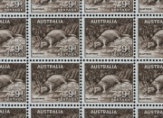 1956 (SG.230c) No wmk 9d Platypus, large part complete sheet with intact central gutter and perf.pip in left margin, (146) MUH. Cat.&pound;2,628. [BW:207 - $4,380]. - 2