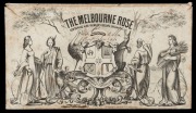 VICTORIA - Postal History: THE MELBOURNE ROSE. Printed by C. Adler, Hamburg, [circa 1860]. Diecut card souvenir in the shape of a pink rose with green leaves, folding out to display 28 steel-engraved views (front and back), most after S.T. Gill; 13 x 7cms - 3