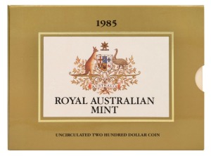 TWO HUNDRED DOLLARS, 1985 $200 gold Koala, uncirculated; in folder of issue.