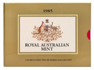 TWO HUNDRED DOLLARS, 1985 $200 gold Koala, uncirculated; in folder of issue.