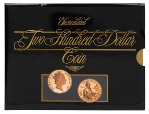 TWO HUNDRED DOLLARS, 1987 $200 gold Arthur Phillip, uncirculated; in folder of issue.